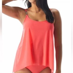 Coco Reef Current Bra Sized Mesh Layer Underwire Tankini Top Papaya swim 32C NWT